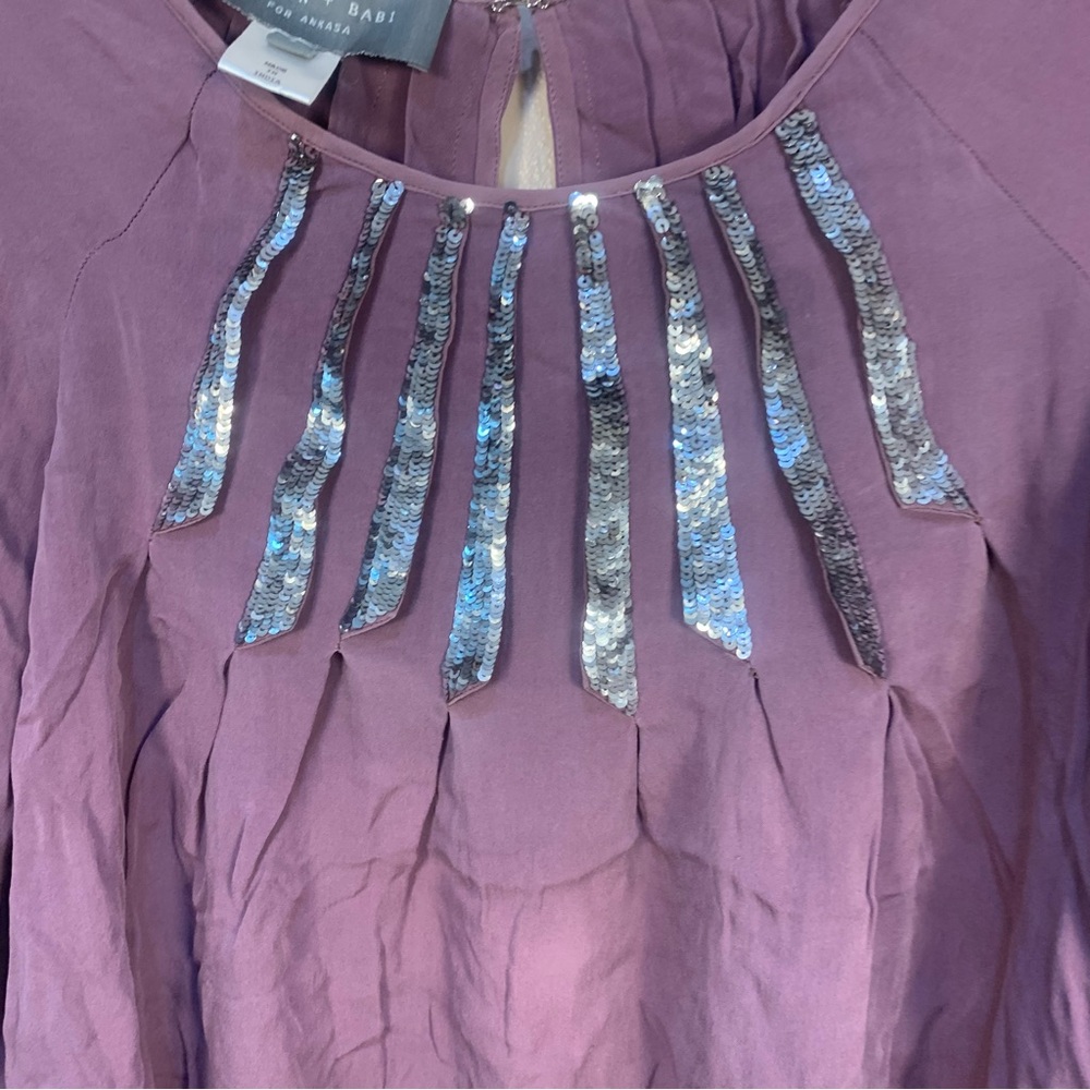 Sachin + Babi for Ankasa 100% Silk Sequin Embellished Blouse - Picture 15 of 15